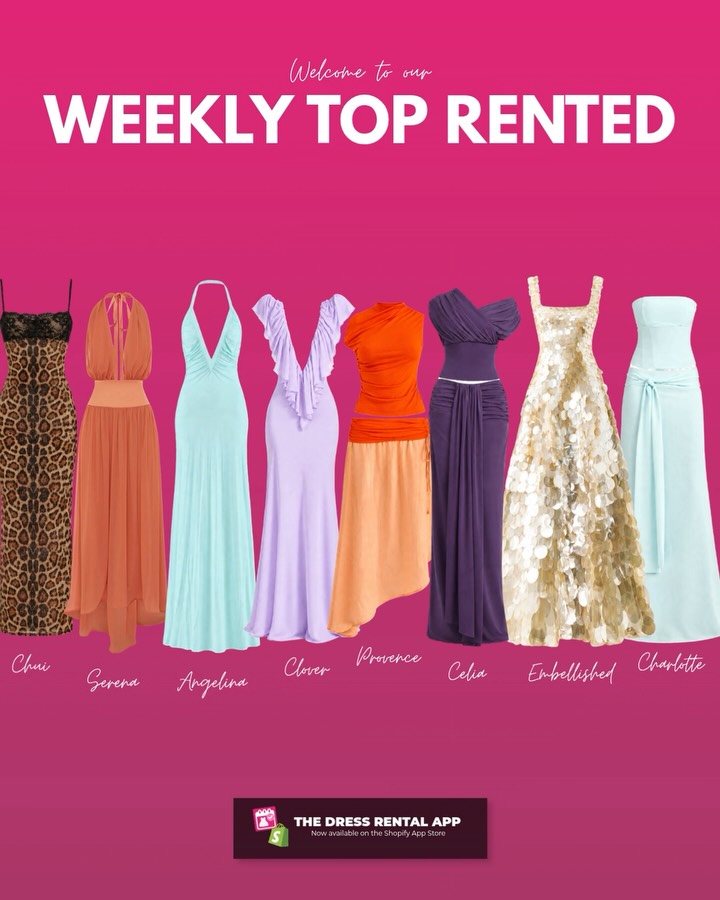 This weeks top rented! A little inside scoop of the top rented dresses through our app for this week.