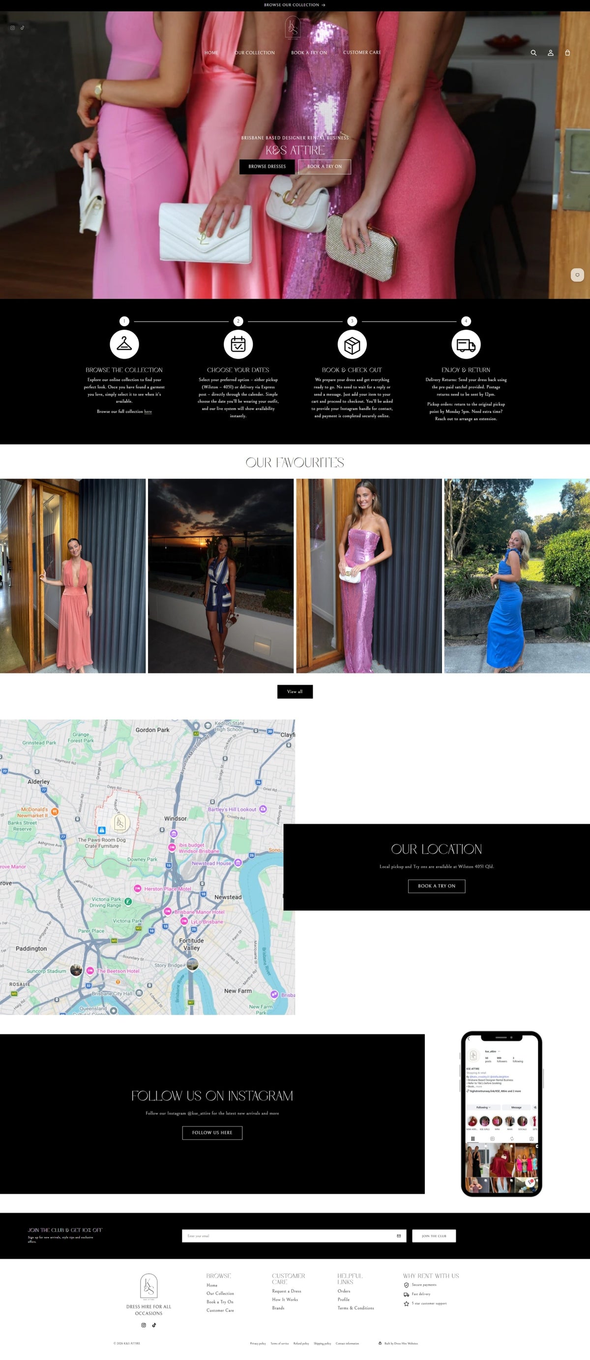 KS Attire Shopify dress hire website landing page